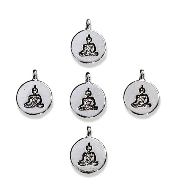 Perline con ciondolo distanziatore Buddha in argento 15 mm x30