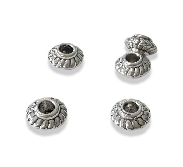 Perline in argento con ciondolo distanziatore per trottola 6 mm x 100