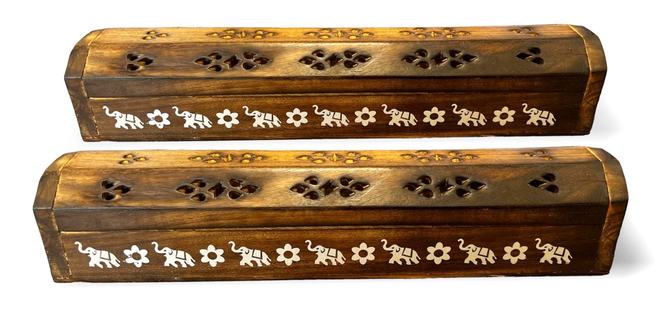 Portaincensi in legno Elefanti argento/oro 30cm - 2pz