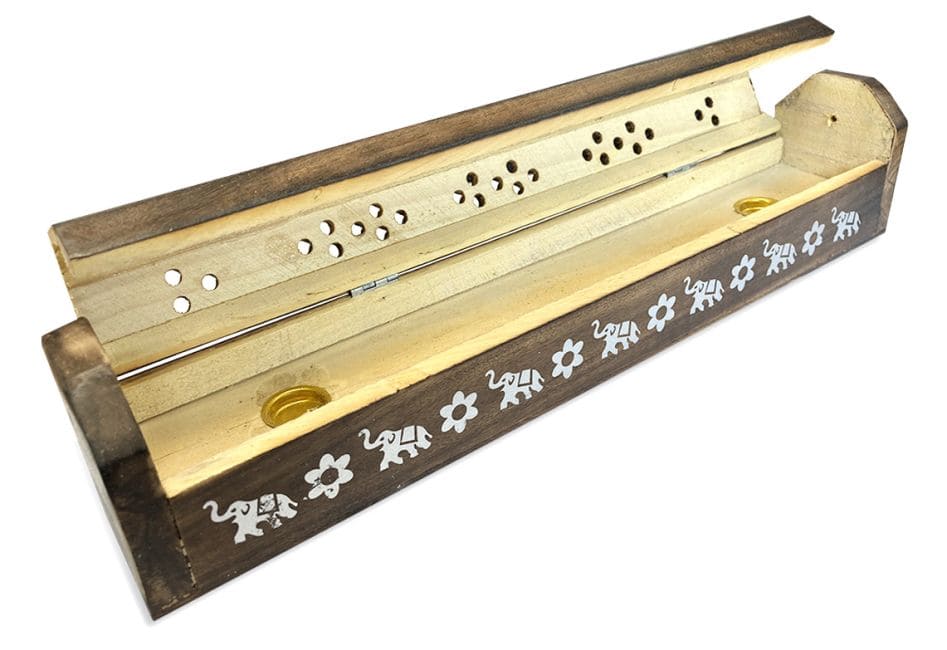 Portaincensi in legno Elefanti argento/oro 30cm - 2pz