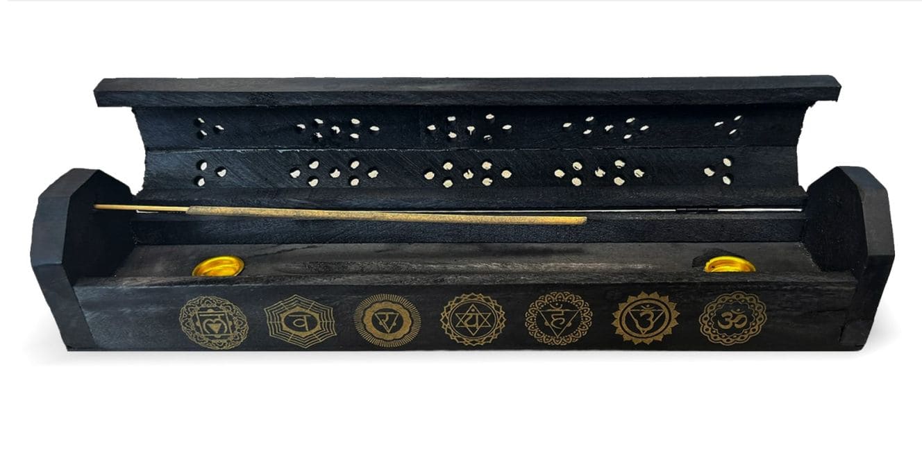 Portaincenso in legno nero - I 7 Chakra - 30cm - 2pz