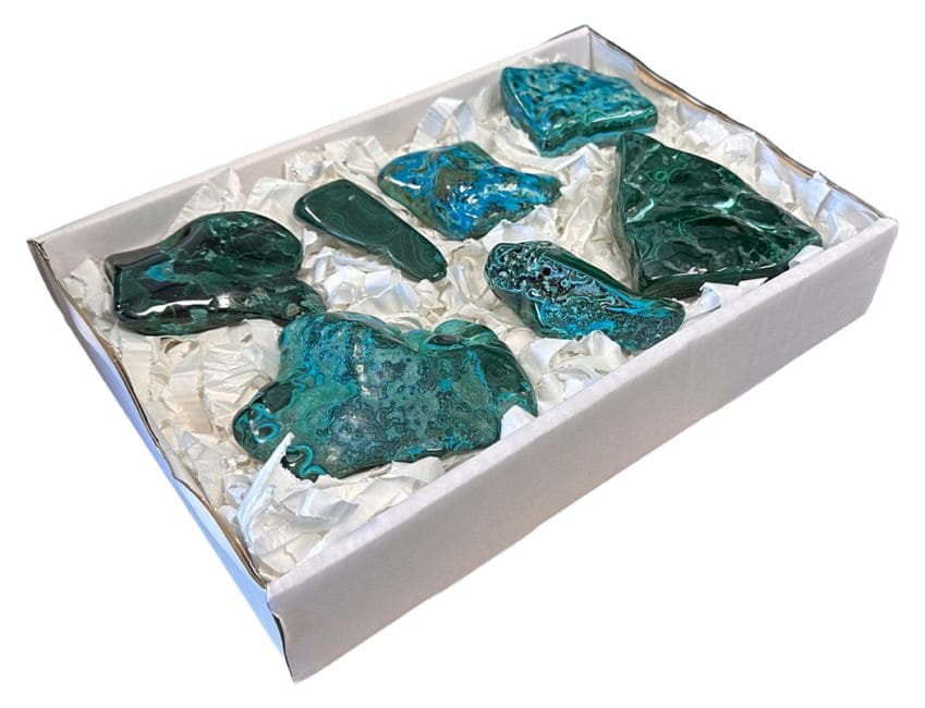 Pack Malachites Chrysocolla lucido un lato 1400g