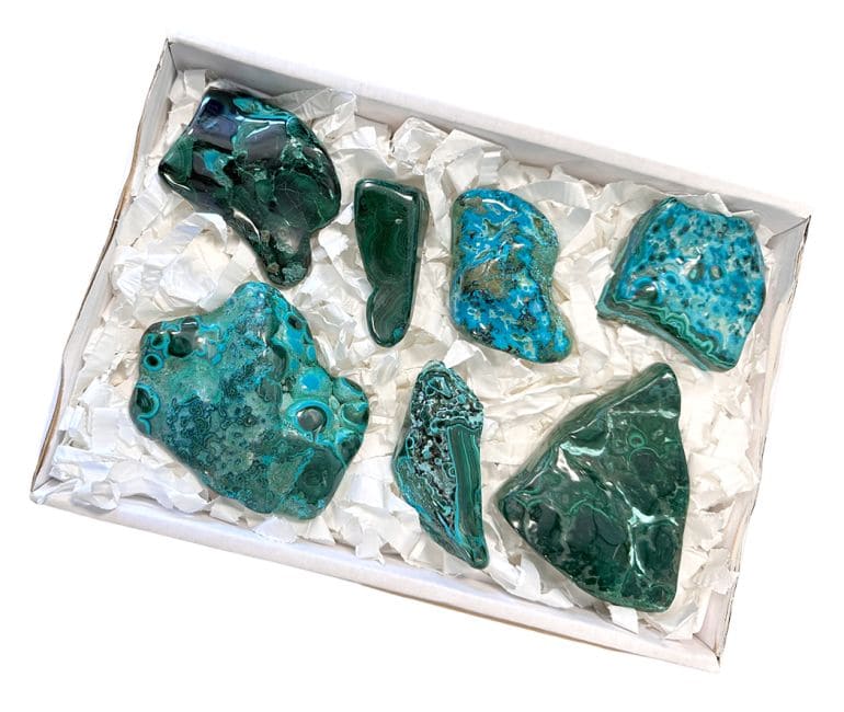 Pack Malachites Chrysocolla lucido un lato 1400g