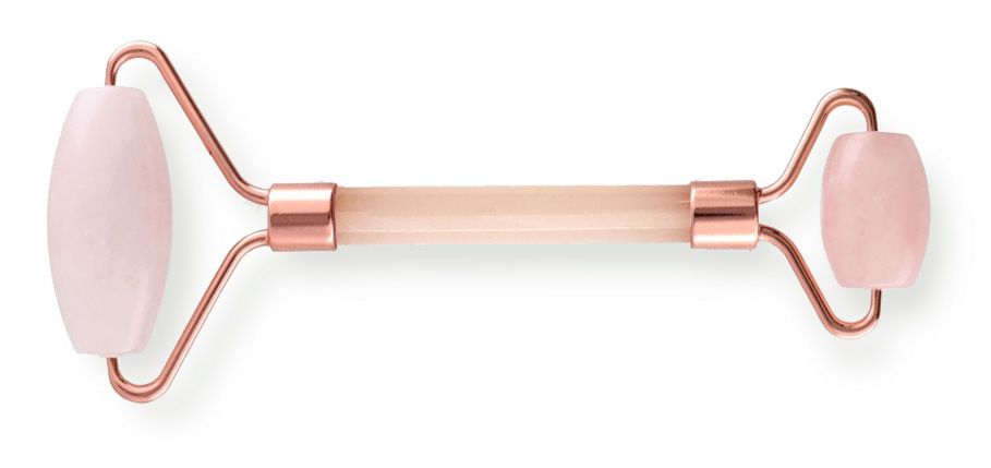 Massaggiatore al quarzo rosa con doppio rullo