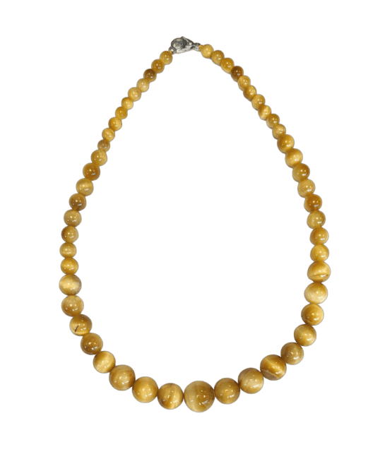 Collana con occhio di tigre dorato con perline a goccia 6-14 mm 45 cm