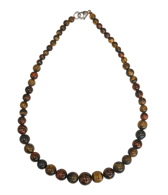 Collana in occhio di tigre multicolore con perline a goccia 6-14 mm 45 cm