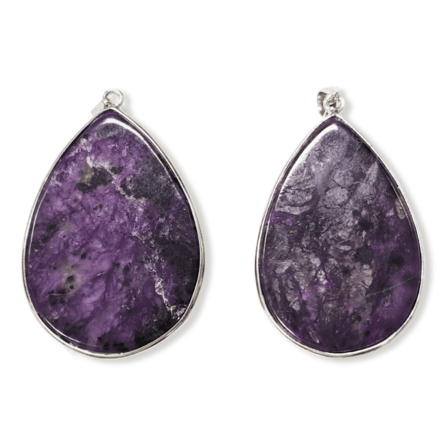 Ciondolo in argento 925 Charoite AA 2 pezzi 24,07 g