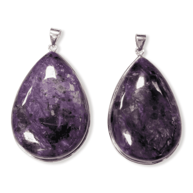 Ciondolo in argento 925 Charoite AA 2 pezzi 24,07 g