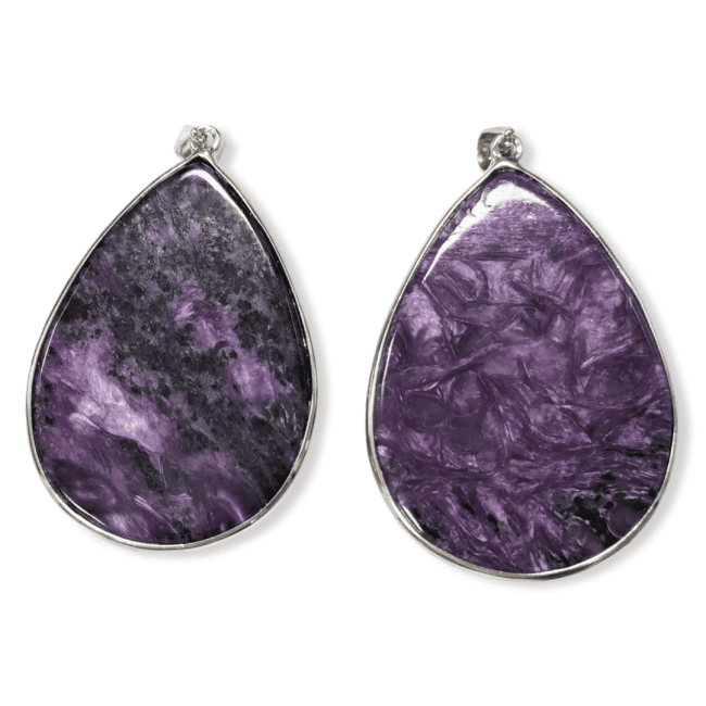 Ciondolo in argento 925 Charoite AA 2 pezzi 24,18 g