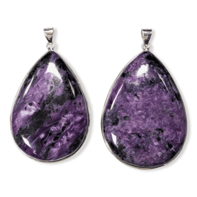 Ciondolo in argento 925 Charoite AA 2 pezzi 24,18 g