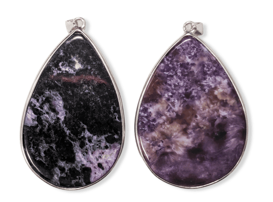 Ciondolo in argento 925 Charoite AA 2 pezzi 24,23g