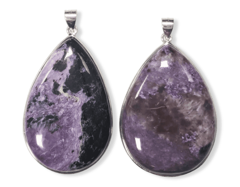 Ciondolo in argento 925 Charoite AA 2 pezzi 24,23g