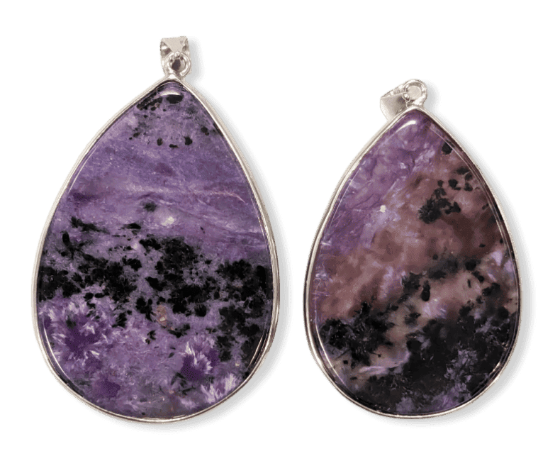 Ciondolo in argento 925 Charoite AA 2 pezzi 23,83g