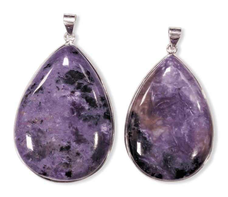 Ciondolo in argento 925 Charoite AA 2 pezzi 23,83g