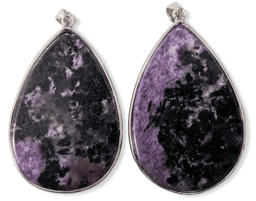 Ciondolo in argento 925 Charoite AA 2 pezzi 24,85 g