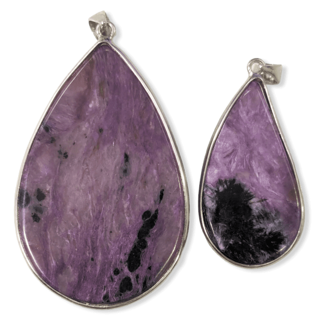 Ciondolo in argento 925 Charoite AA 2 pezzi 22,24 g