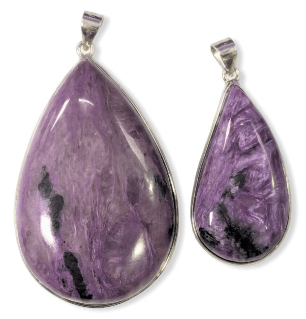 Ciondolo in argento 925 Charoite AA 2 pezzi 22,24 g