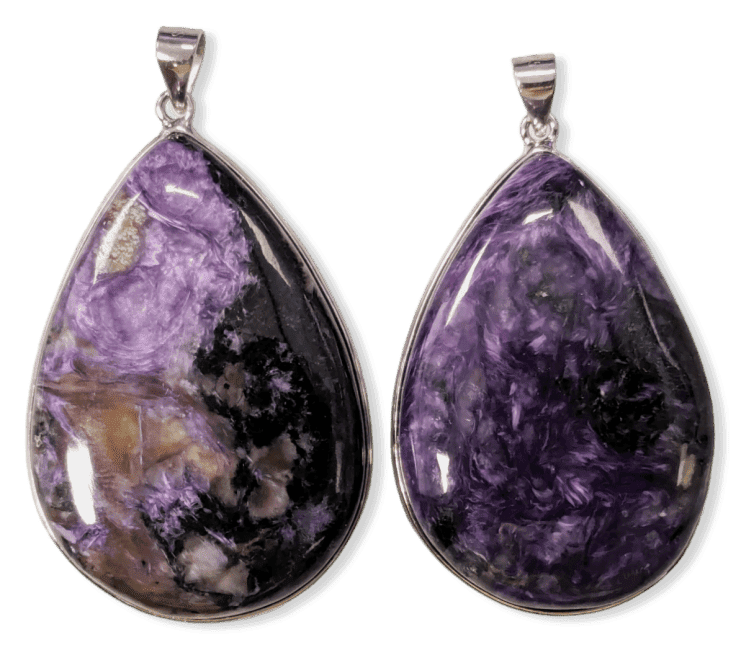 Ciondolo in argento 925 Charoite AA 2 pezzi 23,77 g