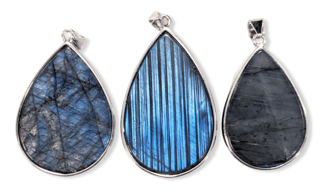 Ciondolo Labradorite in argento 925 AAA 3 pezzi 24,8 g