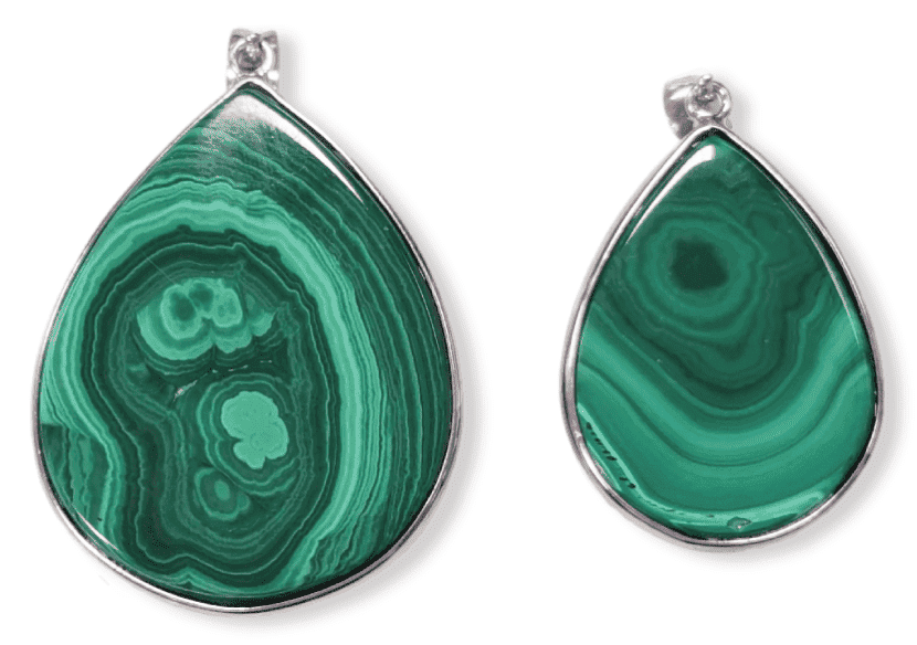 Ciondolo in argento 925 con malachite AA 2 pezzi 22,85 g