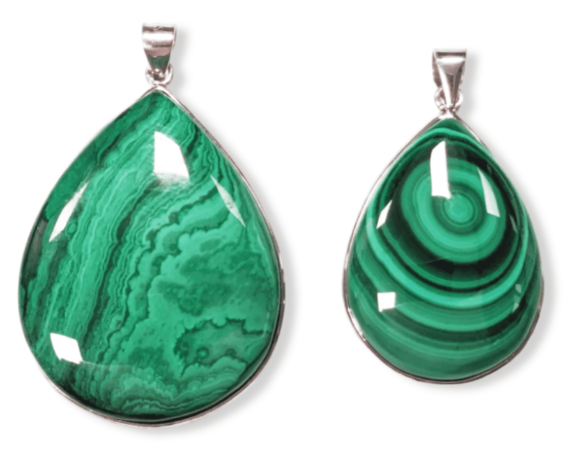 Ciondolo in argento 925 con malachite AA 2 pezzi 22,85 g