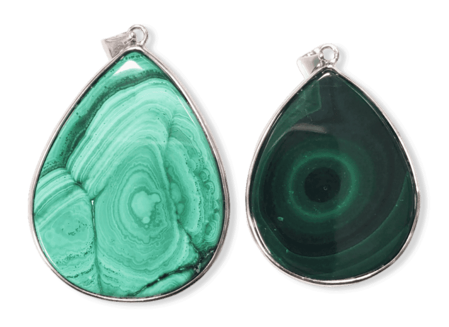 Ciondolo in argento 925 con malachite AA 2 pezzi 23,52g