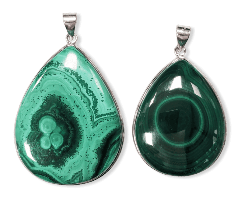 Ciondolo in argento 925 con malachite AA 2 pezzi 23,52g