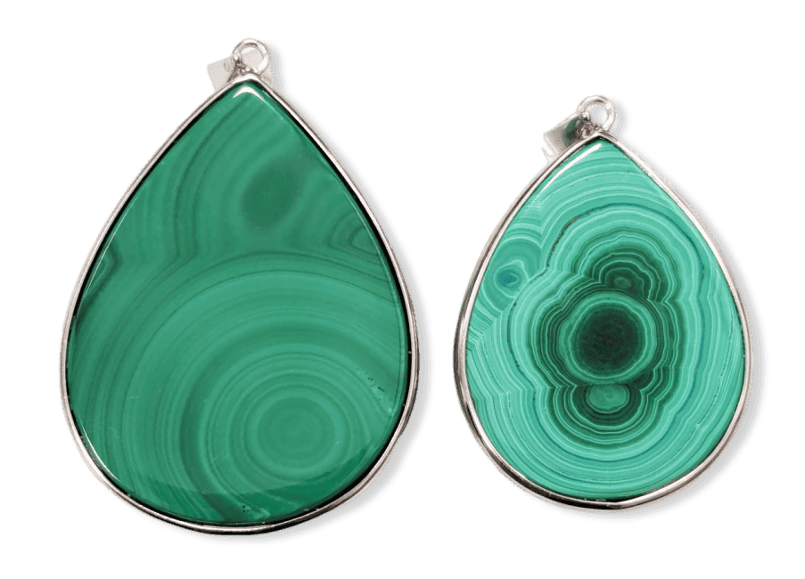 Ciondolo in argento 925 con malachite AA 2 pezzi 22,49 g