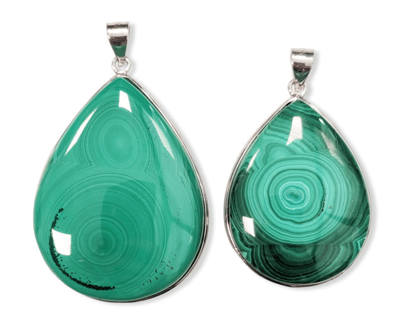 Ciondolo in argento 925 con malachite AA 2 pezzi 22,49 g