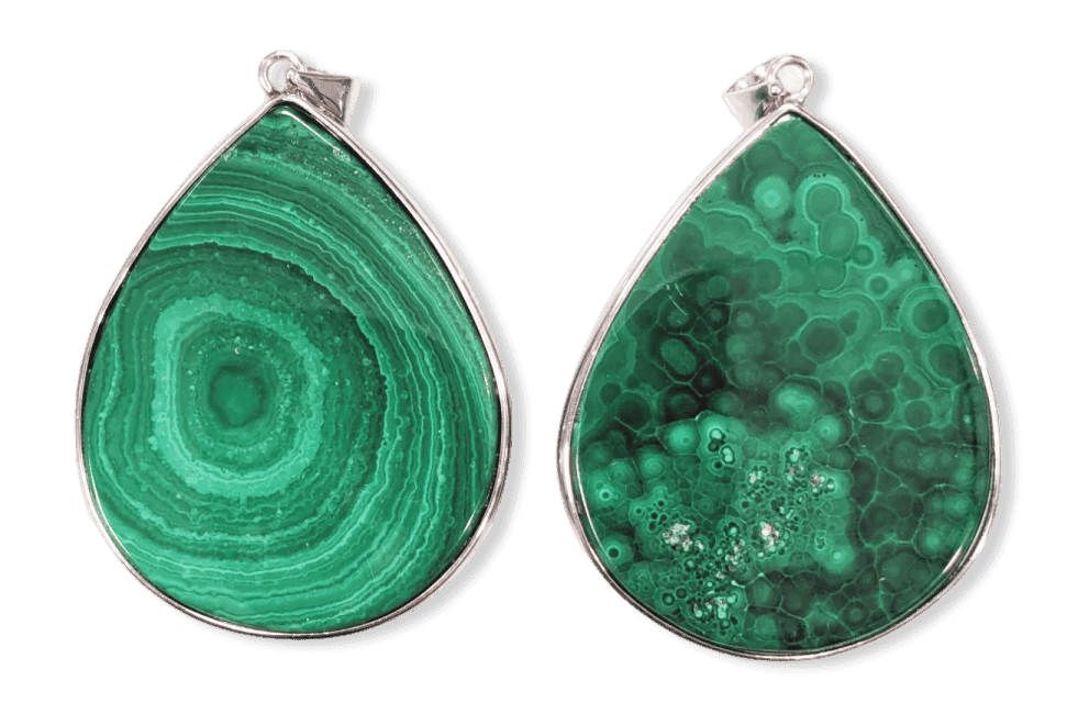 Ciondolo in argento 925 con malachite AA 2 pezzi 25,14 g