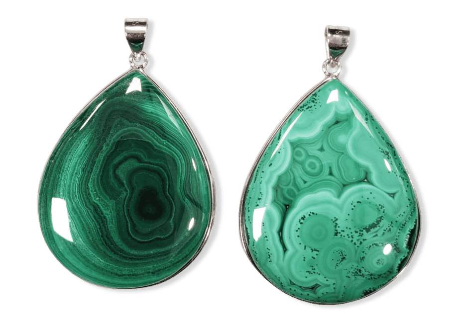 Ciondolo in argento 925 con malachite AA 2 pezzi 25,14 g