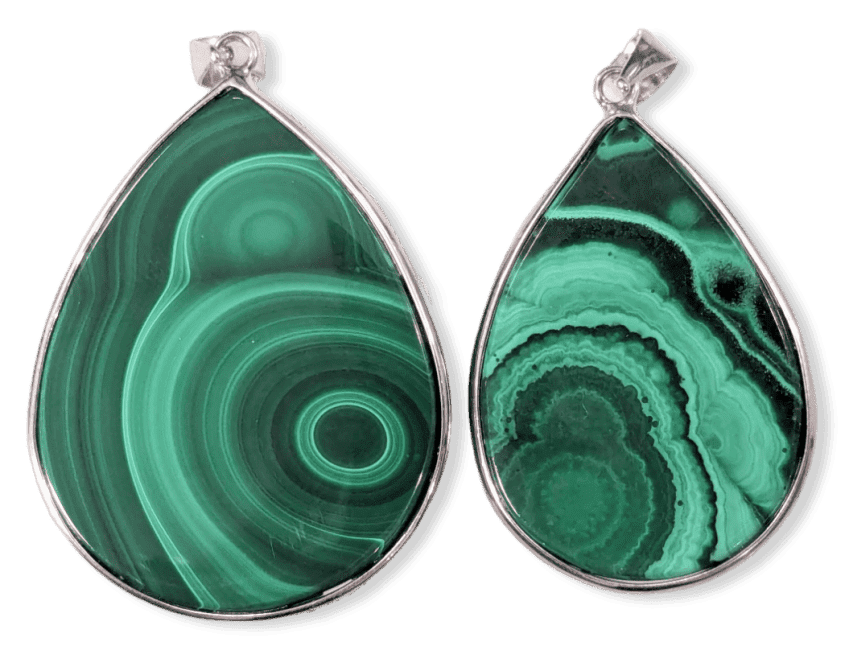 Ciondolo in argento 925 con malachite AA 2 pezzi 23,65 g