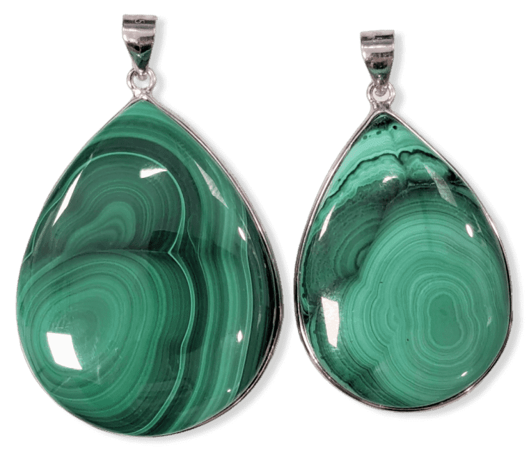 Ciondolo in argento 925 con malachite AA 2 pezzi 23,65 g