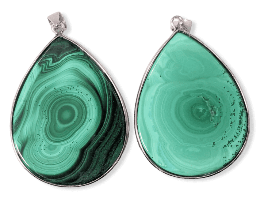 Ciondolo in argento 925 con malachite AA 2 pezzi 24,83 g