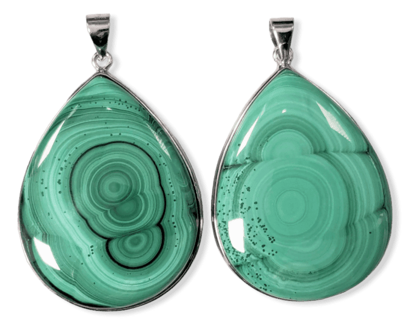 Ciondolo in argento 925 con malachite AA 2 pezzi 24,83 g