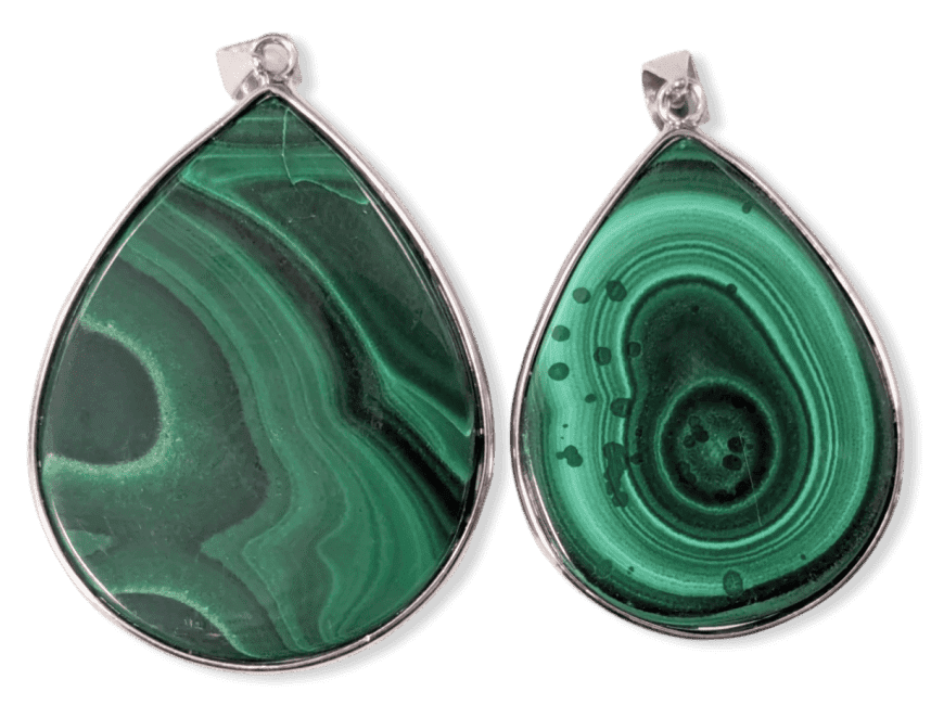 Ciondolo in argento 925 con malachite AA 2 pezzi 23,45 g