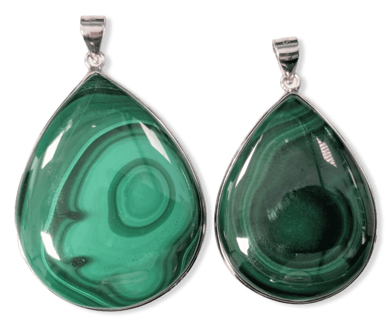 Ciondolo in argento 925 con malachite AA 2 pezzi 23,45 g