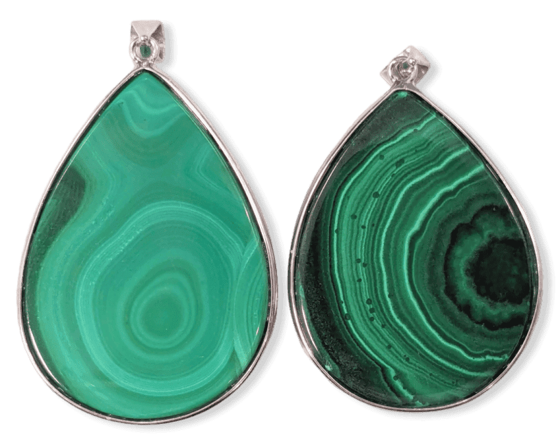 Ciondolo in argento 925 con malachite AA 2 pezzi 23,97 g