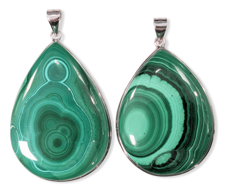 Ciondolo in argento 925 con malachite AA 2 pezzi 23,97 g