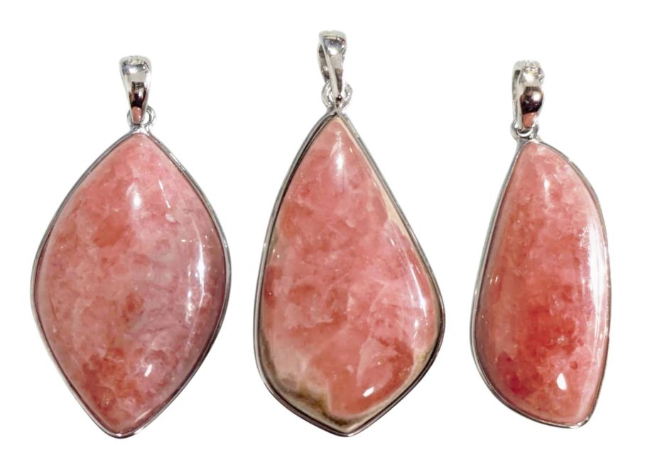 incenso ad Ciondolo in argento sterling 925 con rodocrosite, argentino AA+, 3 pezzi, 13,57 g