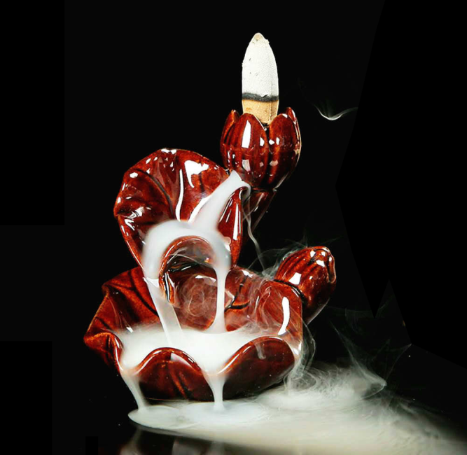 Portaincenso Blackflow Cascata in ceramica rossa Fiore di loto 8,5 cm