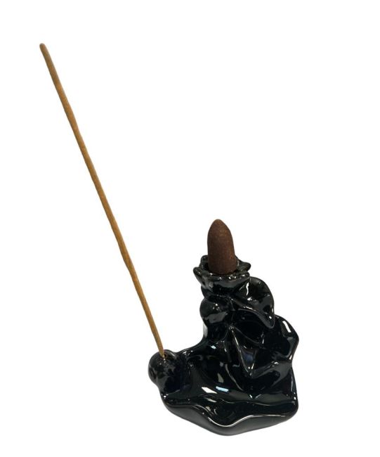 Portaincenso Blackflow Cascata di aromi in ceramica nera 8,5 cm