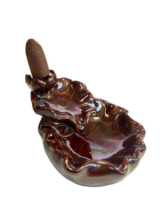 Porta incenso in ceramica a riflusso con cascata di fiori di loto, 6 cm