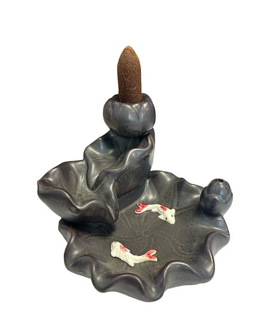 Portaincenso a riflusso in ceramica a cascata Koi Fish 8cm