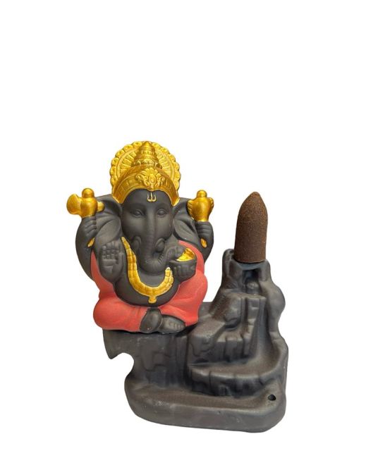 Portaincenso Ganesh Backflow Rosso-Oro 11 cm