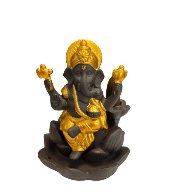 Portaincenso Backflow Ganesh Lotus - Oro 11 cm