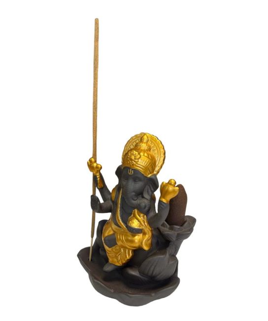 Portaincenso Backflow Ganesh Lotus - Oro 11 cm