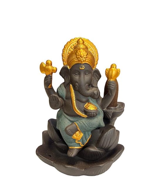 Portaincenso Backflow Ganesh Lotus - Verde 11 cm