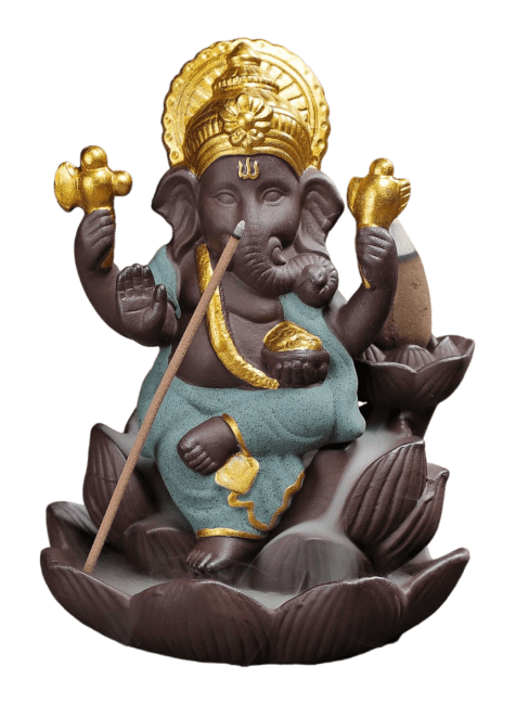 Portaincenso Backflow Ganesh Lotus - Verde 11 cm