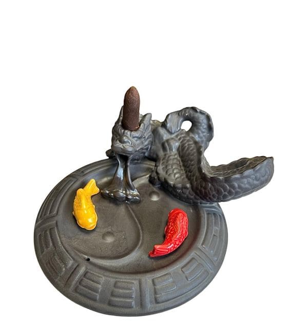 Porta incenso Drago/Pesce Koi Backflow 17cm